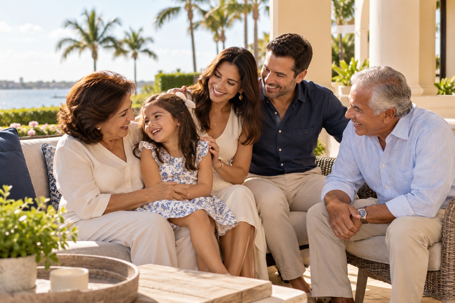 A multigenerational family sharing a happy moment at home